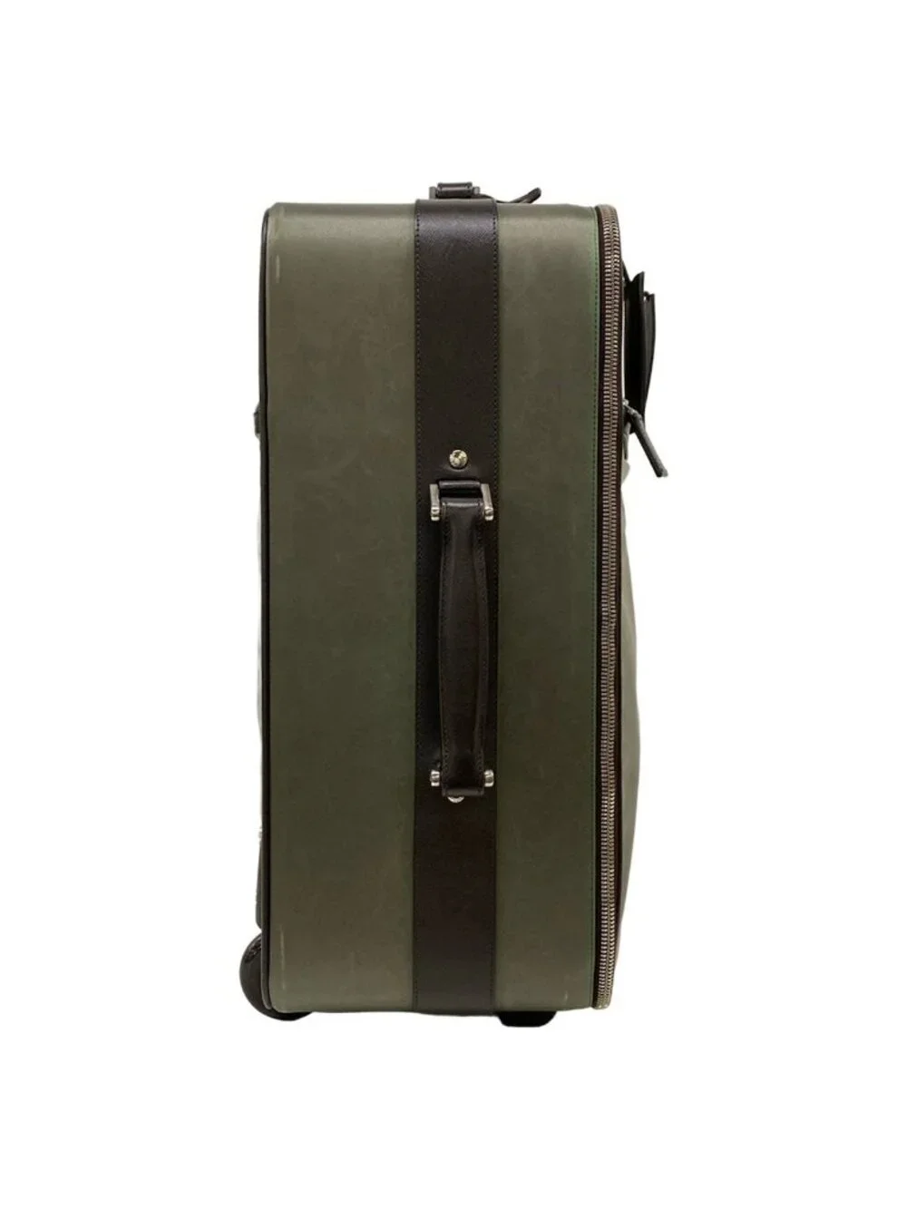 Prada Travel Bag Khaki Dark Brown Diamond No Lock Leather